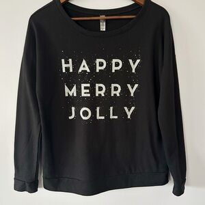 Happy Merry Jolly Tee, Long Sleeve, Size Med, GUC